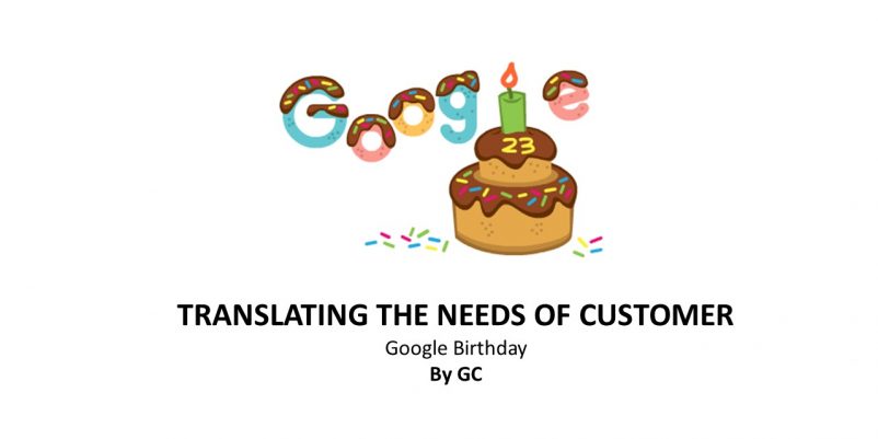 TRANSLATING THE NEEDS OF CUSTOMERGoogle Birthday TRANSLATING THE NEEDS OF CUSTOMERGoogle Birthday